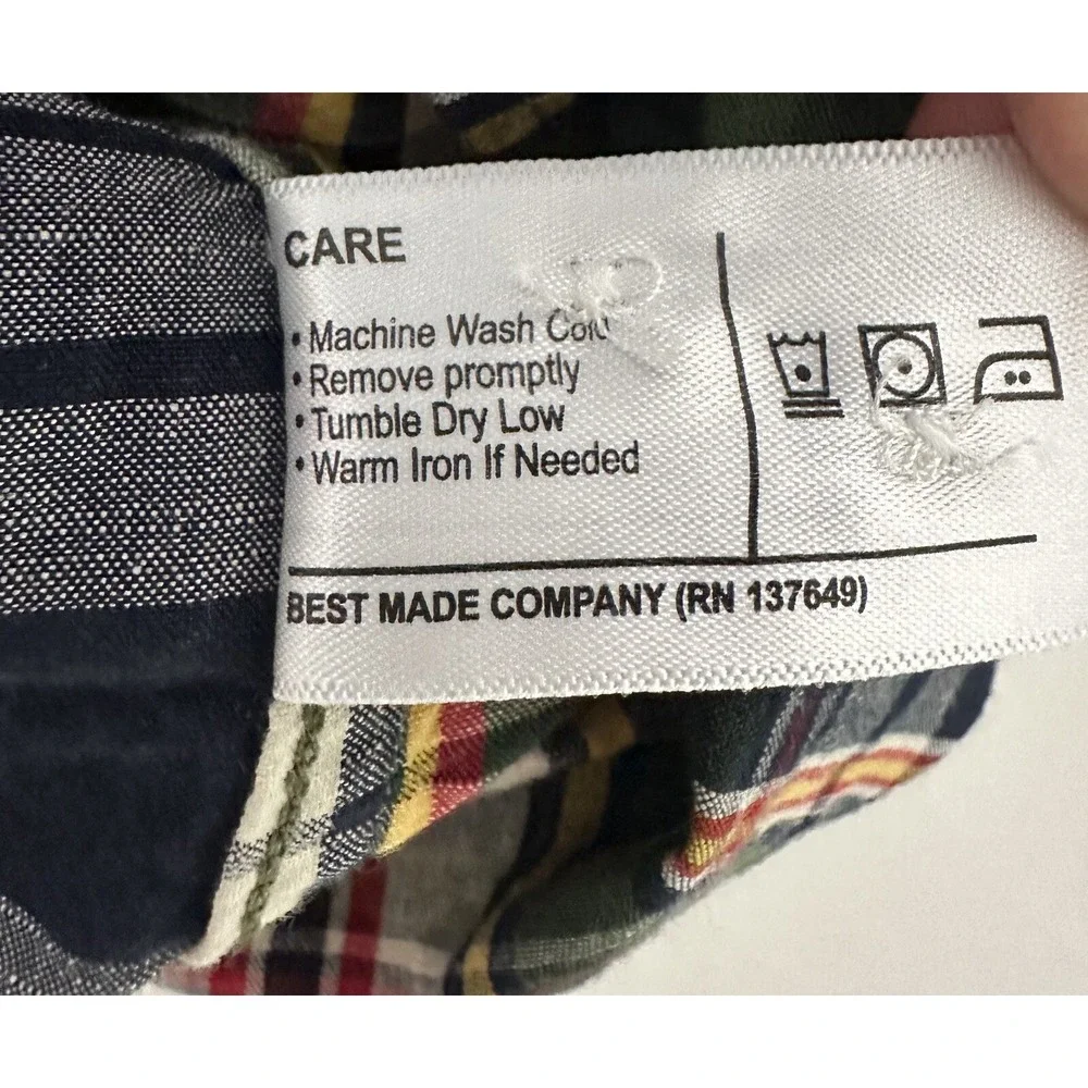 Best Made Co Mens Shirt Linen Blend XXL Button Casual Summer Plaid Tartan Preppy
